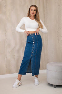 Long skirt with buttons TR205 / – Dark || jeans цвет / color | Lexline Fashion