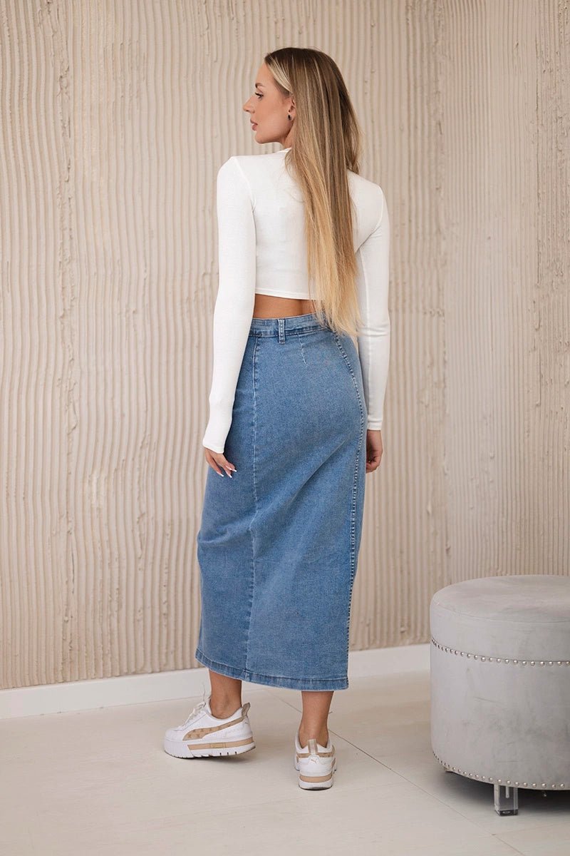 Long skirt with buttons TR205 / – Light || jeans цвет / color | Lexline Fashion