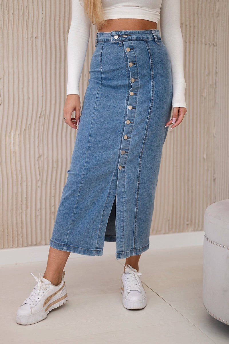 Long skirt with buttons TR205 / – Light || jeans цвет / color | Lexline Fashion