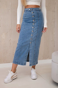 Long skirt with buttons TR205 / – Light || jeans цвет / color | Lexline Fashion