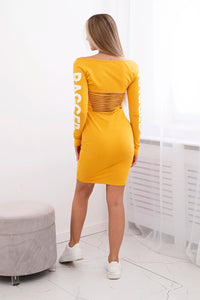 Long sleeve dress 8828 / – Mustard цвет / color | Lexline Fashion