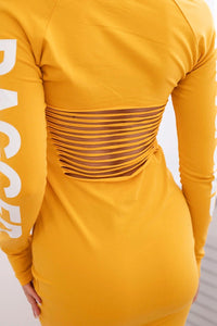 Long sleeve dress 8828 / – Mustard цвет / color | Lexline Fashion