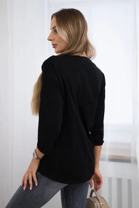 Long sleeve T-Shirt with a print 0086 / – Black цвет / color | Lexline Fashion