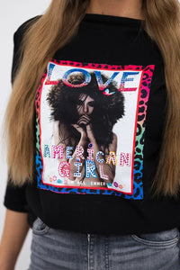 Long sleeve T-Shirt with a print 0086 / – Black цвет / color | Lexline Fashion