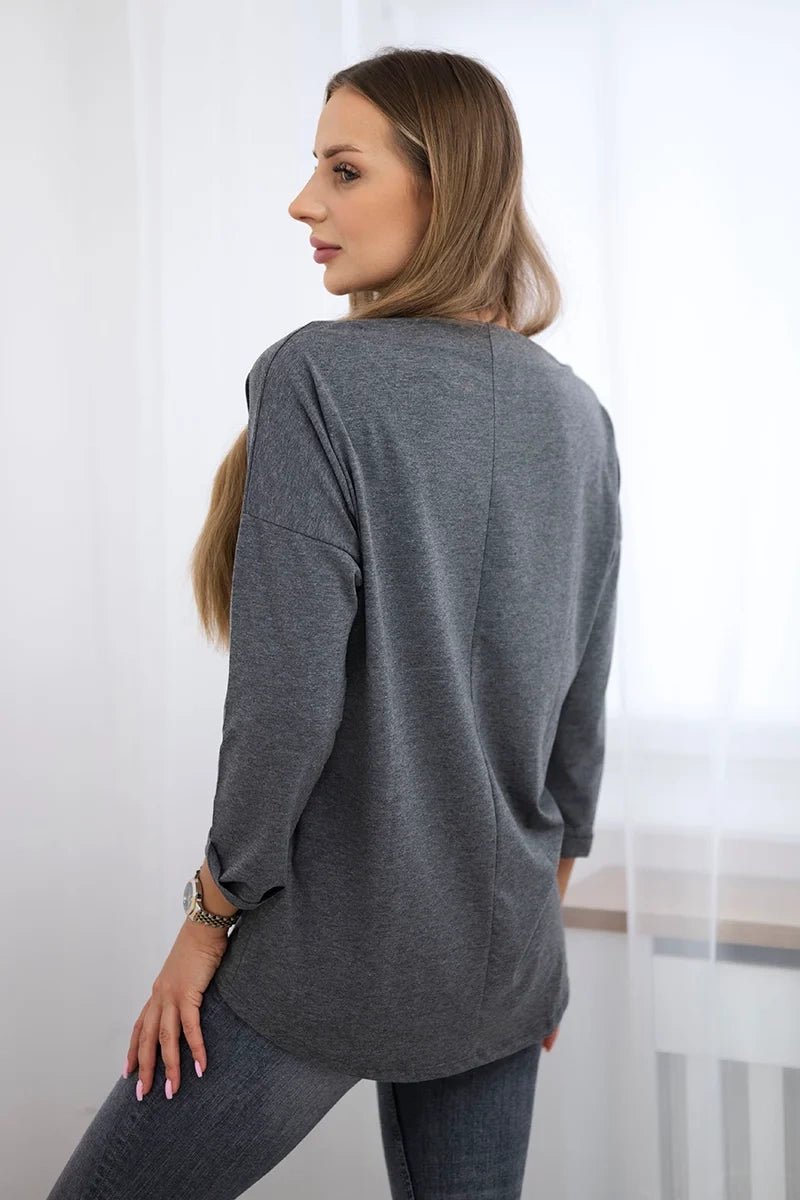 Long sleeve T-Shirt with a print 0086 / – Graphite цвет / color | Lexline Fashion