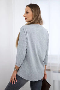 Long sleeve T-Shirt with a print 0086 / – Gray цвет / color | Lexline Fashion