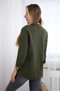 Long sleeve T-Shirt with a print 0086 / – Khaki цвет / color | Lexline Fashion