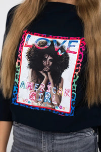 Long sleeve T-Shirt with a print 0086 / – Navy blue цвет / color | Lexline Fashion