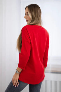 Long sleeve T-Shirt with a print 0086 / – Red цвет / color | Lexline Fashion