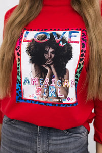 Long sleeve T-Shirt with a print 0086 / – Red цвет / color | Lexline Fashion