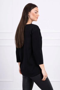 Long sleeve T-Shirt with a print 66786 / – Black цвет / color | Lexline Fashion