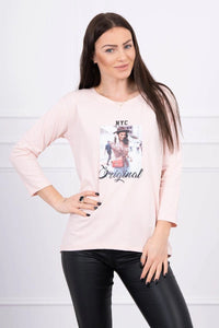 Long sleeve T-Shirt with a print 66786 / – Powder цвет / color | Lexline Fashion