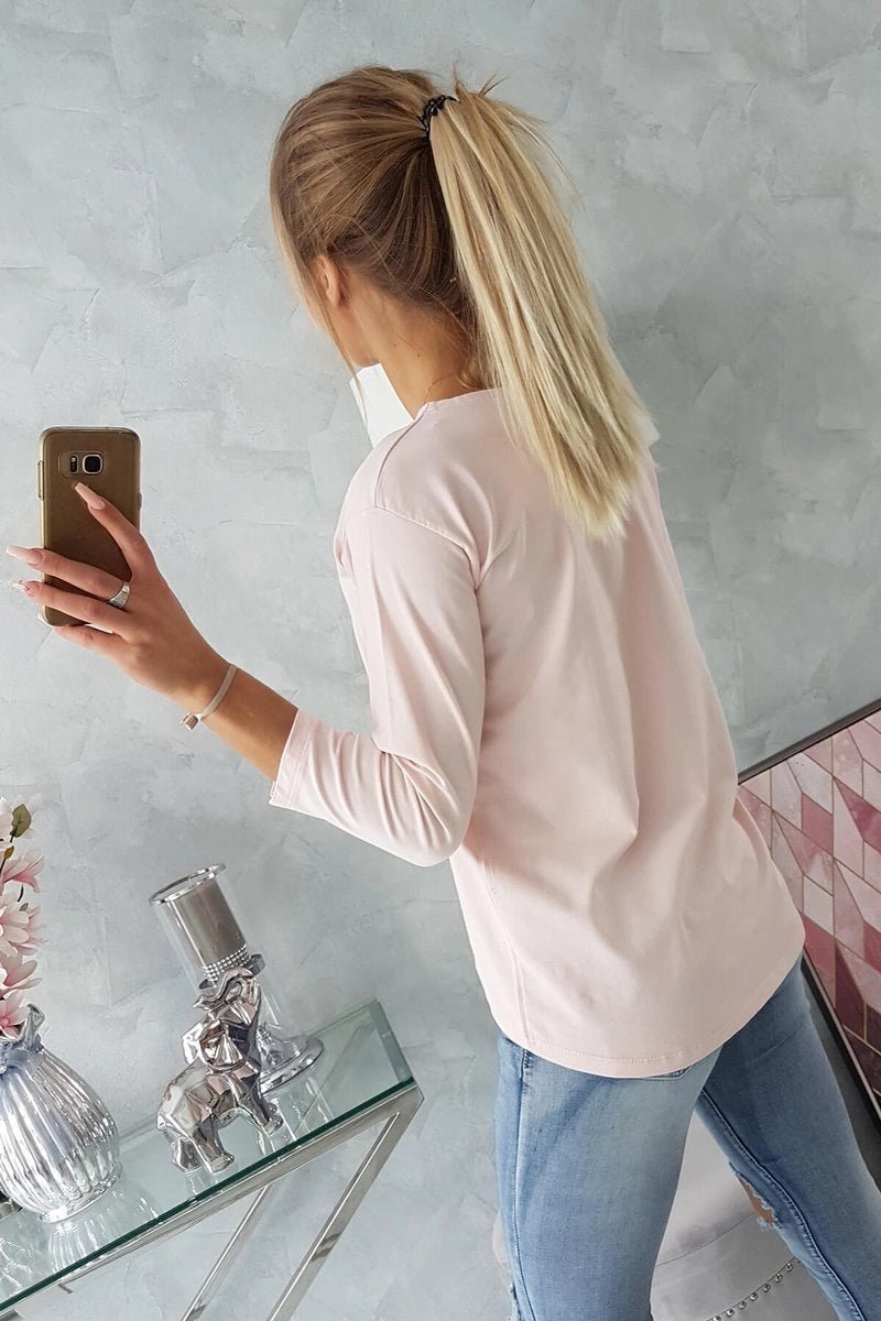 Long sleeve T-Shirt with a print 66786 / – Powder цвет / color | Lexline Fashion