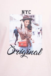 Long sleeve T-Shirt with a print 66786 / – Powder цвет / color | Lexline Fashion