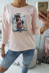 Long sleeve T-Shirt with a print 66786 / – Powder цвет / color | Lexline Fashion