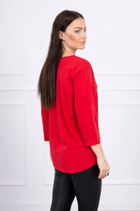 Long sleeve T-Shirt with a print 66786 / – Red цвет / color | Lexline Fashion