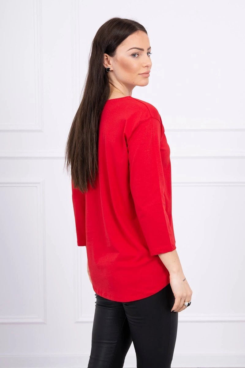 Long sleeve T-Shirt with a print 66786 / – Red цвет / color | Lexline Fashion