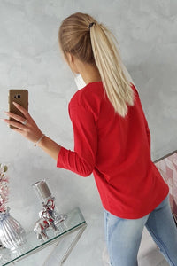 Long sleeve T-Shirt with a print 66786 / – Red цвет / color | Lexline Fashion