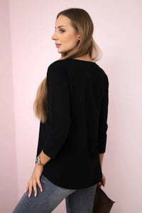 Long sleeve T-Shirt with a print 66787 / – Black цвет / color | Lexline Fashion