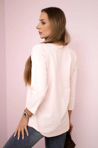Long sleeve T-Shirt with a print 66787 / – Powder цвет / color | Lexline Fashion