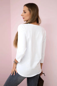 Long sleeve T-Shirt with a print 66787 / – White цвет / color | Lexline Fashion