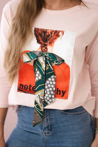 Long sleeve T-Shirt with a print 66791 / – Powder цвет / color | Lexline Fashion