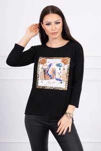 Long sleeve T-Shirt with a print 66792 / – White цвет / color | Lexline Fashion