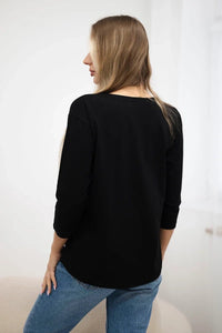 Long sleeve T-Shirt with a print 66795 / – Black цвет / color | Lexline Fashion