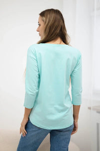 Long sleeve T-Shirt with a print 66795 / – Mint цвет / color | Lexline Fashion