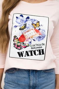 Long sleeve T-Shirt with a print 66795 / – Powder цвет / color | Lexline Fashion