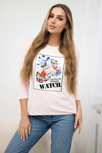 Long sleeve T-Shirt with a print 66795 / – Powder цвет / color | Lexline Fashion