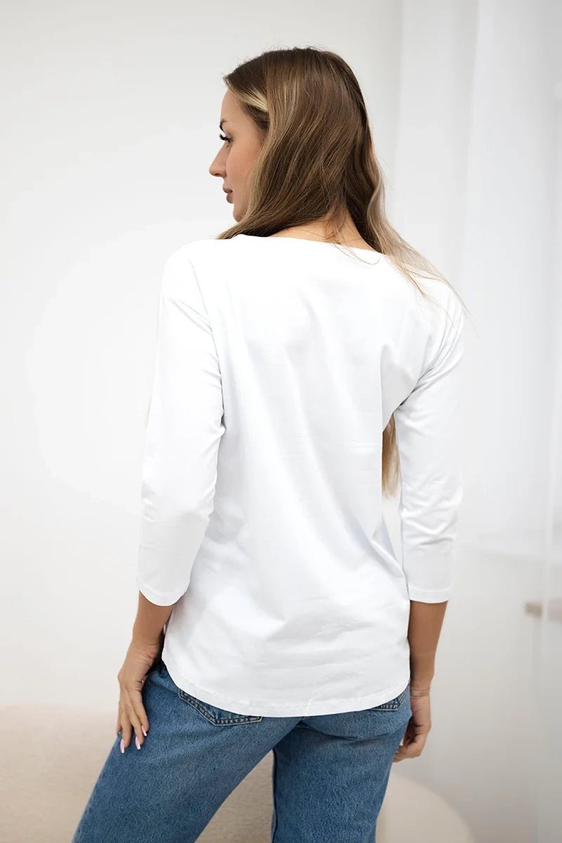 Long sleeve T-Shirt with a print 66795 / – White цвет / color | Lexline Fashion