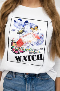 Long sleeve T-Shirt with a print 66795 / – White цвет / color | Lexline Fashion