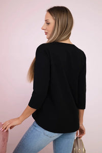 Long sleeve T-Shirt with a print 66796 / – Black цвет / color | Lexline Fashion