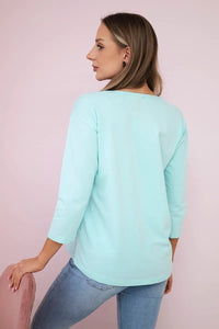 Long sleeve T-Shirt with a print 66796 / – Mint цвет / color | Lexline Fashion