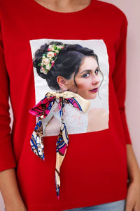 Long sleeve T-Shirt with a print 66796 / – Red цвет / color | Lexline Fashion