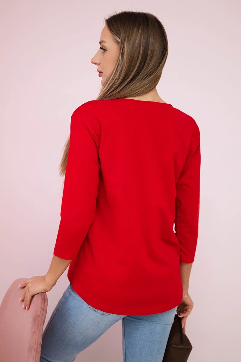 Long sleeve T-Shirt with a print 66796 / – Red цвет / color | Lexline Fashion