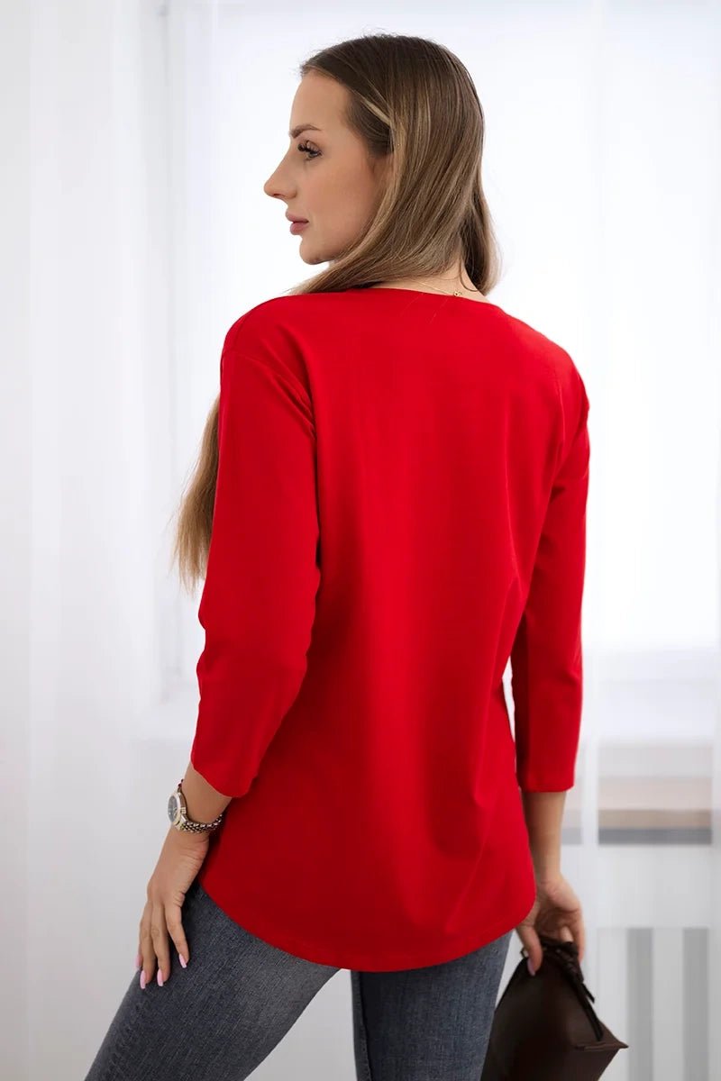 Long sleeve T-Shirt with a print 66797 / – Red цвет / color | Lexline Fashion
