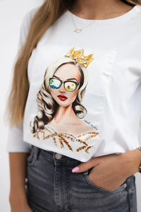 Long sleeve T-Shirt with a print 66797 / – White цвет / color | Lexline Fashion