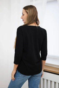 Long sleeve T-Shirt with a print 66798 / – Black цвет / color | Lexline Fashion
