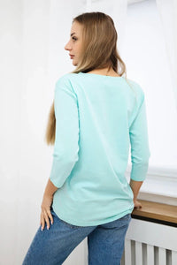 Long sleeve T-Shirt with a print 66798 / – Mint цвет / color | Lexline Fashion