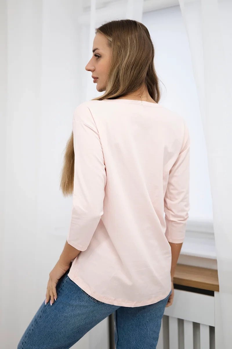 Long sleeve T-Shirt with a print 66798 / – Powder цвет / color | Lexline Fashion