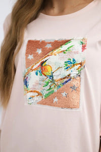 Long sleeve T-Shirt with a print 66798 / – Powder цвет / color | Lexline Fashion