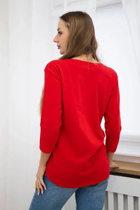 Long sleeve T-Shirt with a print 66798 / – Red цвет / color | Lexline Fashion