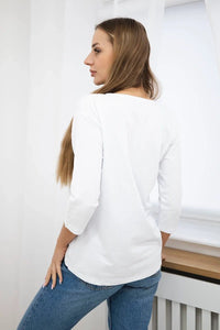 Long sleeve T-Shirt with a print 66798 / – White цвет / color | Lexline Fashion