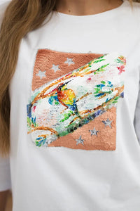 Long sleeve T-Shirt with a print 66798 / – White цвет / color | Lexline Fashion