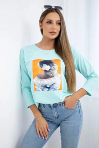 Long sleeve T-Shirt with a print 66799 / – Powder цвет / color | Lexline Fashion