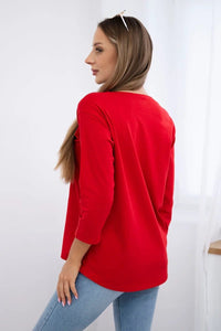 Long sleeve T-Shirt with a print 66799 / – Red цвет / color | Lexline Fashion