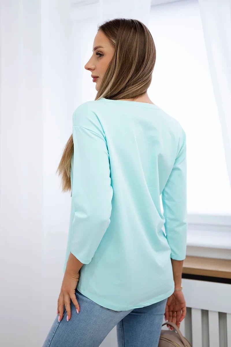 Long sleeve T-Shirt with a print 66801 / – Black цвет / color | Lexline Fashion