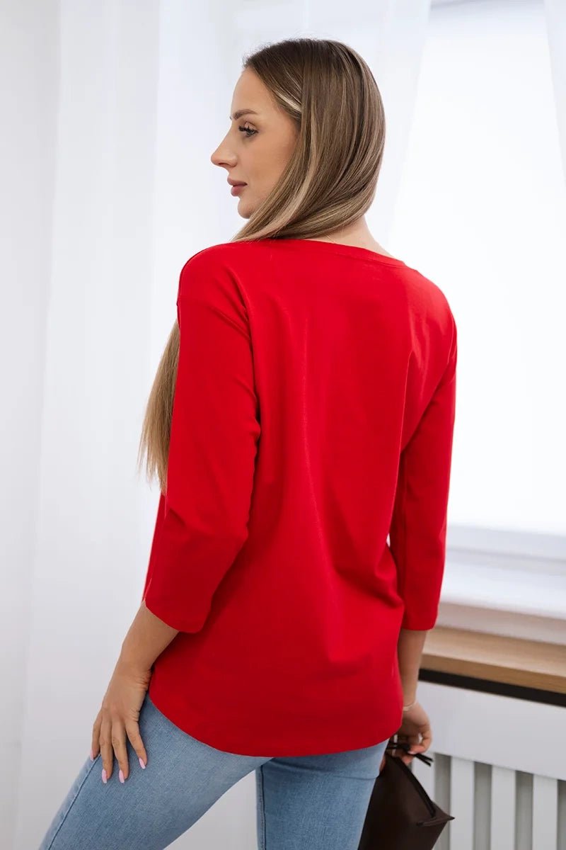 Long sleeve T-Shirt with a print 66801 / – Powder цвет / color | Lexline Fashion